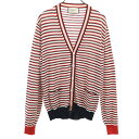 古着 GUCCI グッチ イタリア製 ボーダー柄 長袖 Vネック カーディガン L レッド メンズ 【中古】 【PD】