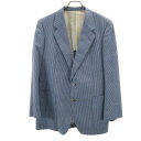 古着 Aquascutum アクアスキュータム 90s 日本製 シルクブレンド オールド ボーダー柄 テーラードジャケット 96A6 ブルー系 メンズ 【中古】 【PD】