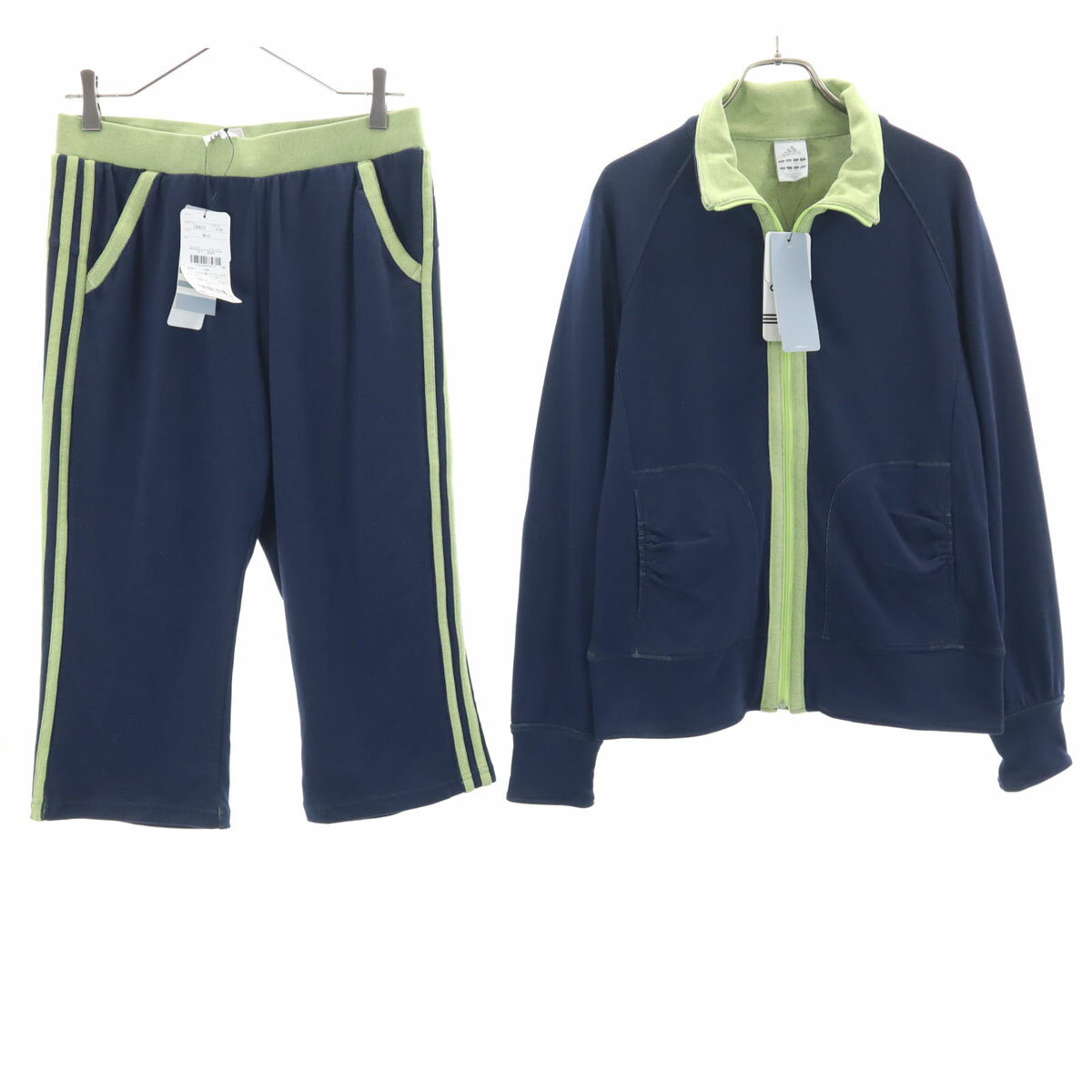 古着 未使用 adidas アディダス ジップジャケット 上下 セットアップ L/OT ネイビー メンズ 【中古】