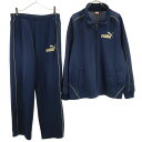 古着 PUMA プーマ 日本製 トレーニング ジャージジャケット 上下 セットアップ L ネイビー メンズ 【中古】