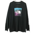 古着 THE NORTH FACE ノースフェイス デジタルロゴ 長袖 Tシャツ L ブラック アウトドア NT82137 ロンT メンズ 【中古】