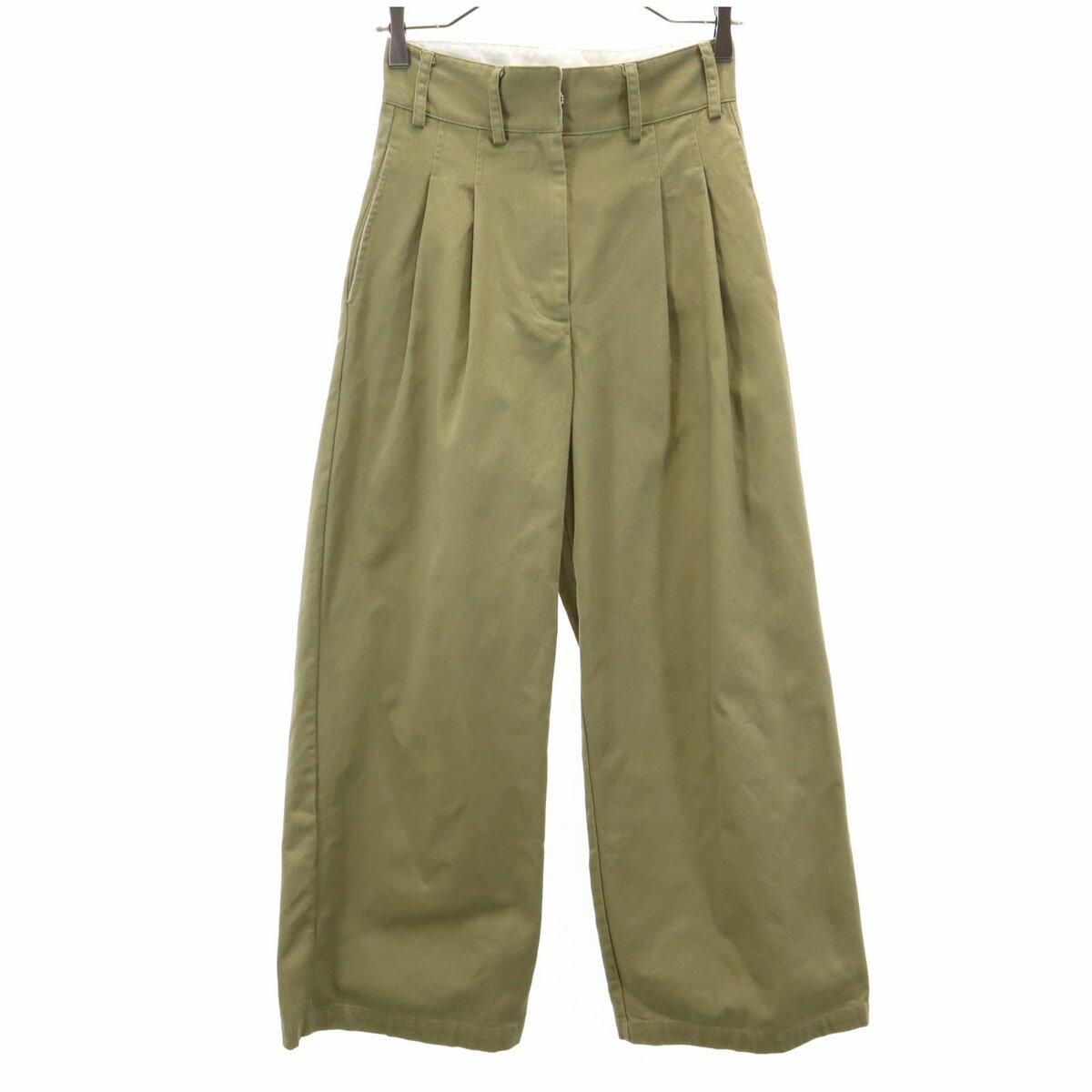 古着 パブリュクス PUBLUX ハイウエスト ワイドパンツ M オリーブ レディース 【中古】