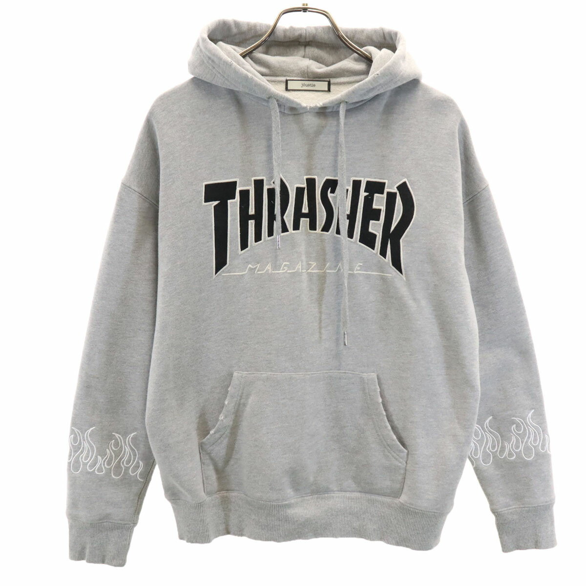 古着 jouetie ジュエティ スラッシャー コラボ 長袖 ヴィンテージ加工 スウェットパーカー M グレー x THRASHER レディース 【中古】 【PD】