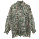 古着 オレグカッシーニ OLEG CASSINI シルク 総柄 長袖 シャツ M グリーン メンズ 【中古】