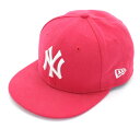 古着 NEW ERA ニューエラ ヤンキース キャップ 52 ピンク キッズ 【中古】