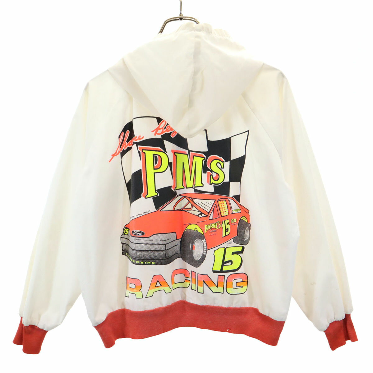古着 OLD オールド 90s サンダーバード レーシング バックプリント ジップアップ フーデット ジャケッ..