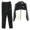 古着 adidas アディダス トレーニング トラックジャケット 上下 セットアップ M ブラック メンズ 【中古】