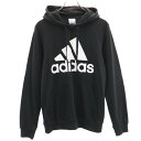古着 adidas アディダス 横浜F・マリノス 長袖 スウェットパーカー M ブラック メンズ 【中古】