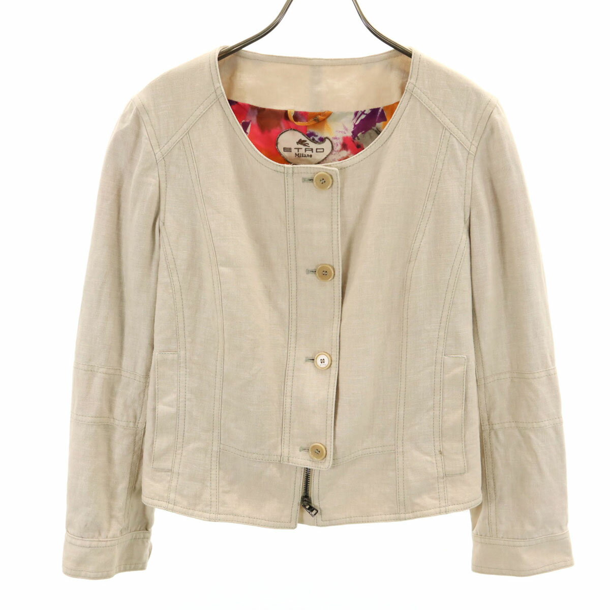 古着 ETRO エトロ イタリア製 ジャケット 46 ベージュ レディース 【中古】
