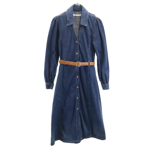 古着 ZARA ザラ 長袖 デニム シャツワンピース XS インディゴブルー レディース 【中古】 古着 ZARA ザラ 長袖 デニム シャツワンピース XS インディゴブルー レディース 【中古】