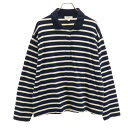 古着 コス ボーダー柄 長袖 ポロシャツ L ネイビー レディース 【中古】