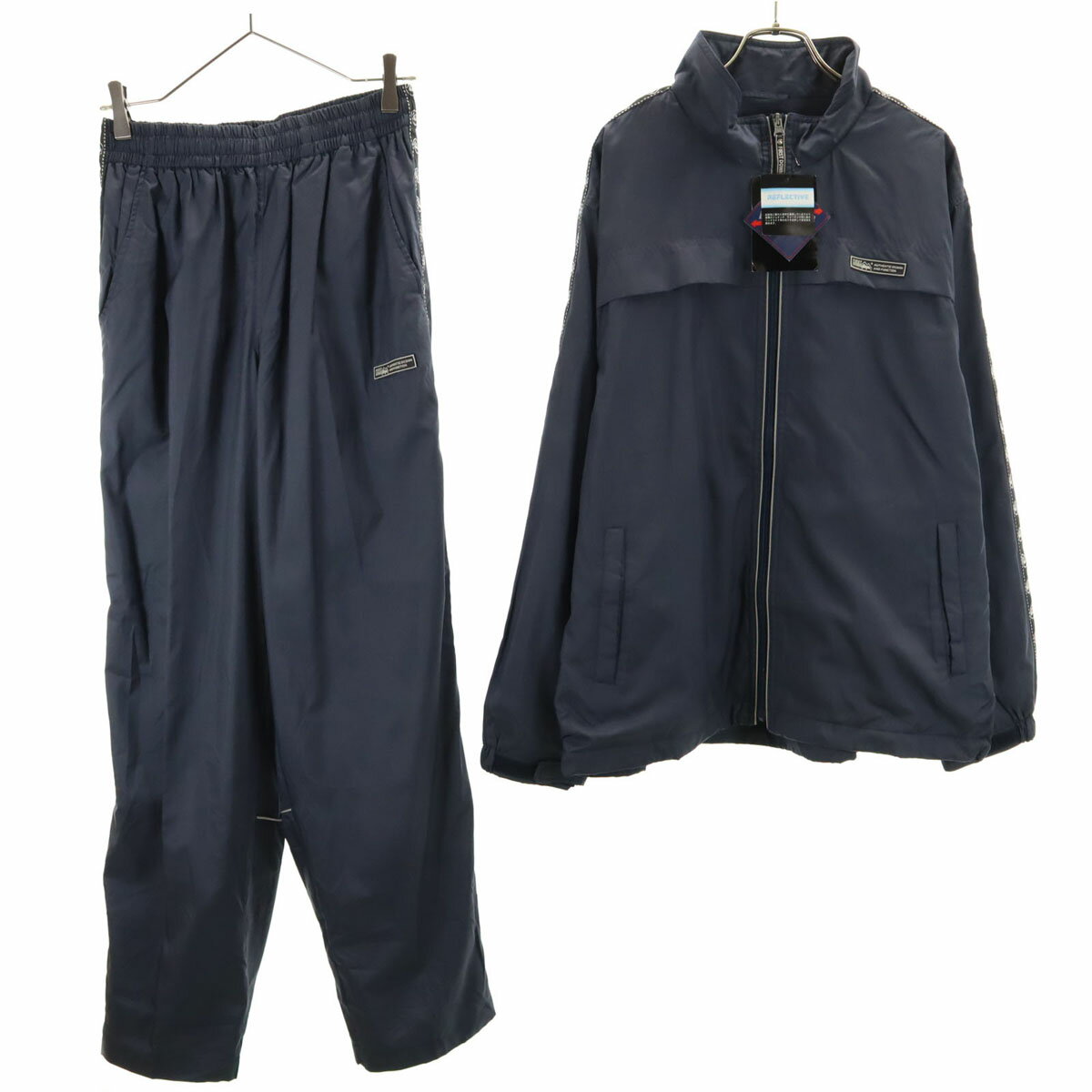 古着 未使用 FIRSTDOWN ファーストダウン トラックジャケット 上下 セットアップ L ネイビー 裏トリコット ジャージ メンズ 【中古】 【PD】