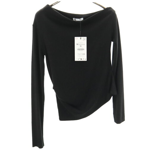 古着 ZARA ザラ 長袖 ボートネック アシンメトリー セーター M ブラック ニット レディース 【中古】 【PD】 古着 ZARA ザラ 長袖 ボートネック アシンメトリー セーター M ブラック ニット レディース 【中古】 【PD】