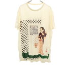 古着 Ground Y グランドワイ 河鍋暁斎 コラボ 日本製 美人十二ヵ月カレンダー二月 半袖 Tシャツ 3 アイボリー ヨウジヤマモト メンズ 【中古】 【PD】