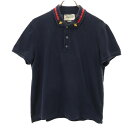 古着 GUCCI グッチ イタリア製 半袖 ポロシャツ L 濃紺 鹿の子 レディース 【中古】