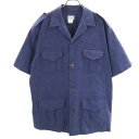 古着 Mapili Hawaiian 80s ヴィンテージ 半袖 オープンカラー ワークシャツ L ネイビー メンズ 【中古】