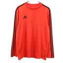 古着 adidas アディダス バックプリント サッカー 長袖 ウェア O オレンジ 3ライン メンズ 【中古】