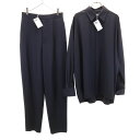 古着 未使用 newnow ニューナウ 日本製 ウール 長袖 シャツ 上下 セットアップ L/M ネイビー メンズ 【中古】