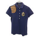 古着 POLO RALPH LAUREN ポロラルフローレン 半袖 ポロシャツ S ネイビー 鹿の子地 レディース 【中古】 【PD】