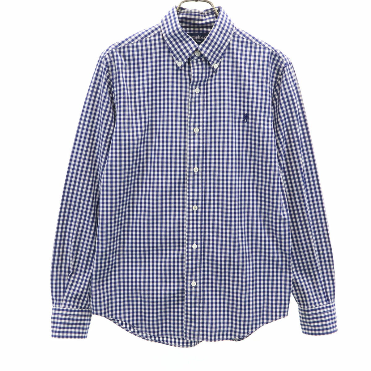 古着 GYMPHLEX ジムフレックス 日本製 チェック柄 長袖 ボタンダウンシャツ S ネイビー メンズ 【中古】 【PD】
