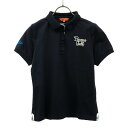 古着 BEAMS GOLF ビームスゴルフ 日本製 ロゴ刺繍 半袖 ポロシャツ M ネイビー 鹿の子地 レディース 【中古】