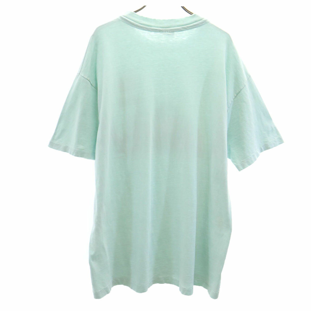 古着 Hanes ヘインズ 80s 90s USA製 オールド 鉄道プリント 半袖 Tシャツ XL ミント系 シングルステッチ BEEFY-T メンズ 【中古】