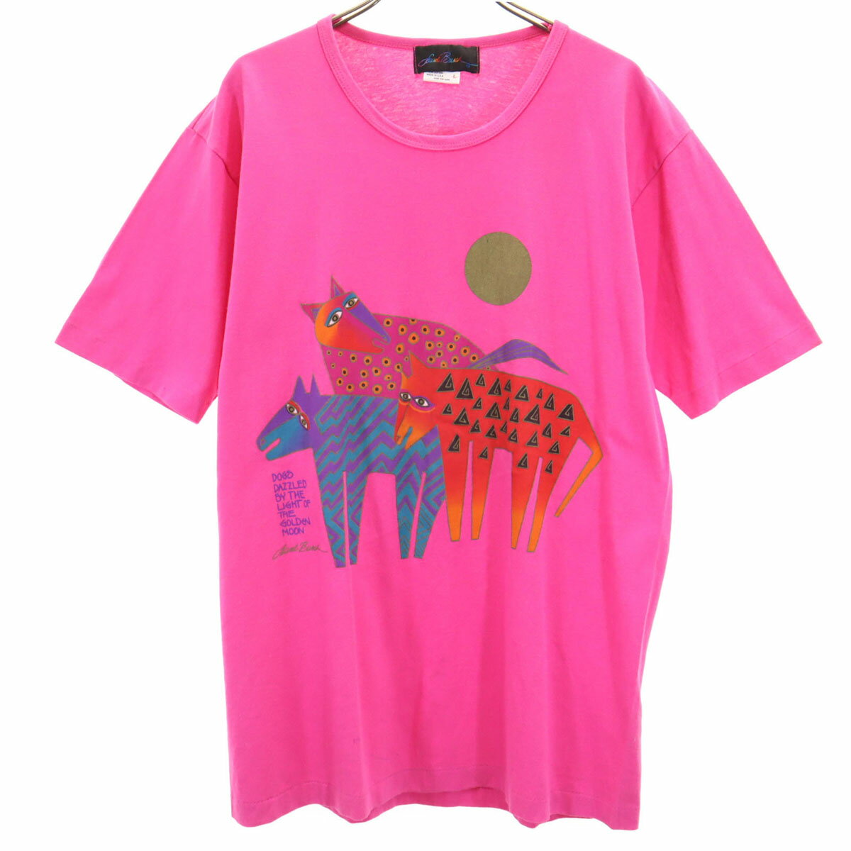 古着 LAUREL BURCH ローレルバーチ 90s anvil アンビル USA製 オールド プリント 半袖 Tシャツ L ピンク系 シングルステッチ メンズ 【中古】 【PD】