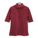 古着 LACOSTE ラコステ 日本製 SLIM FIT ロゴ刺? 5分袖 ポロシャツ 34 ボルドー 鹿の子地 レディース 【中古】 【PD】