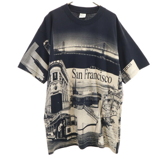 古着 Murina ムリナ 90s USA製 オールド フォトプリント 半袖 Tシャツ L 濃紺 メンズ 【中古】 古着 Murina ムリナ 90s USA製 オールド フォトプリント 半袖 Tシャツ L 濃紺 メンズ 【中古】