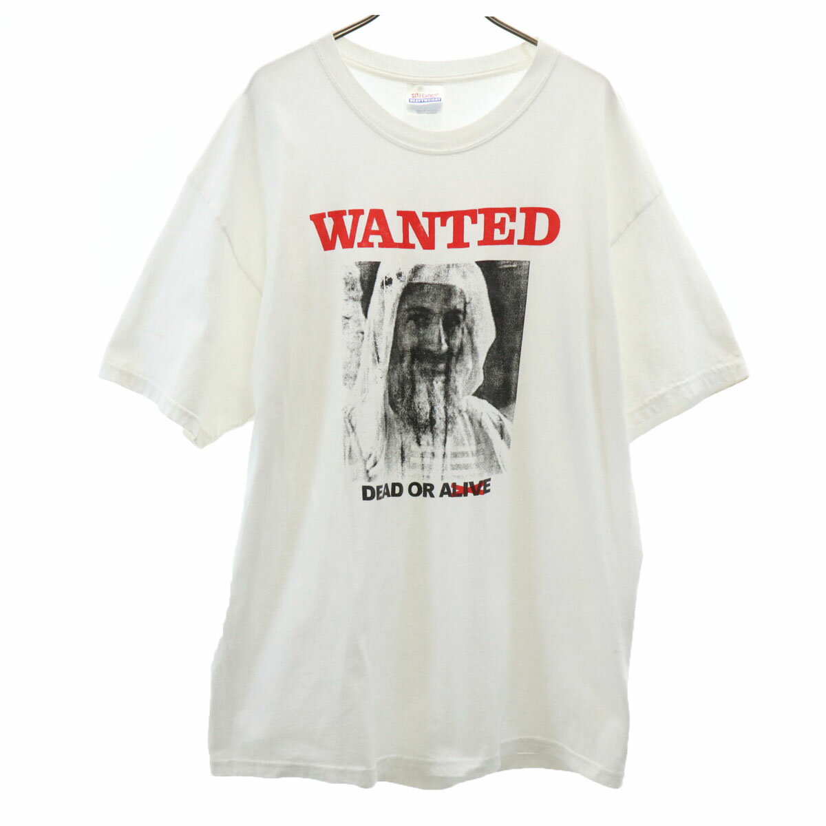 古着 Hanes ヘインズ WANTED 半袖 Tシャツ L ホワイト メンズ 【中古】