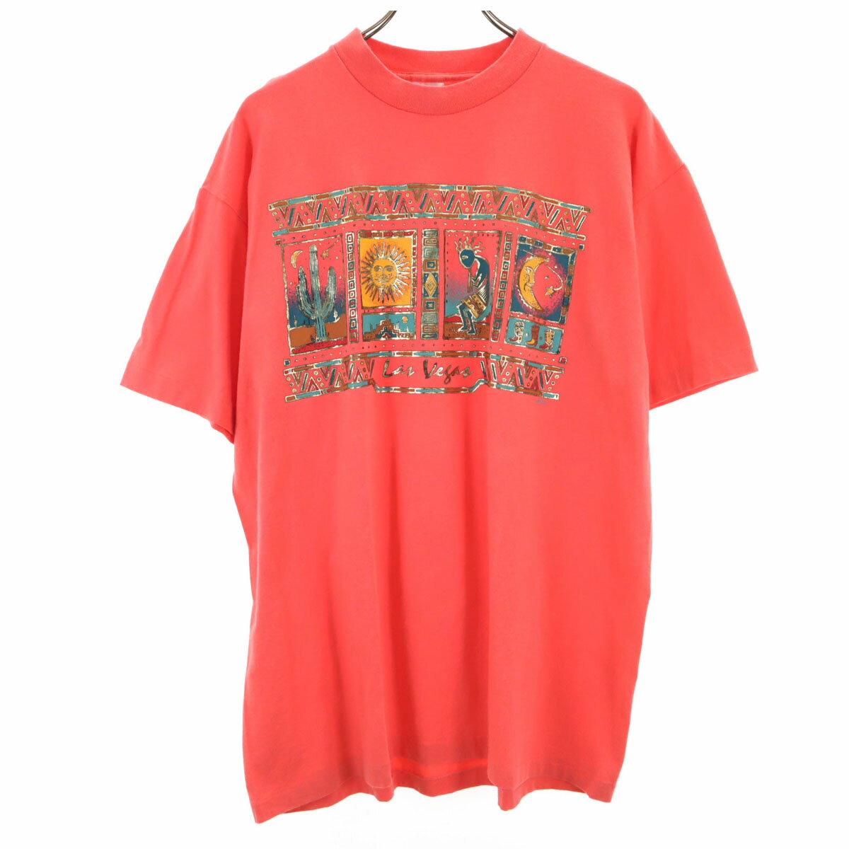 古着 P.S.I ピーエスアイ 90s PRINTED SPORTS WEAR オールド USA製 半袖 Tシャツ XL ピンク系 シングルステッチ メンズ 【中古】