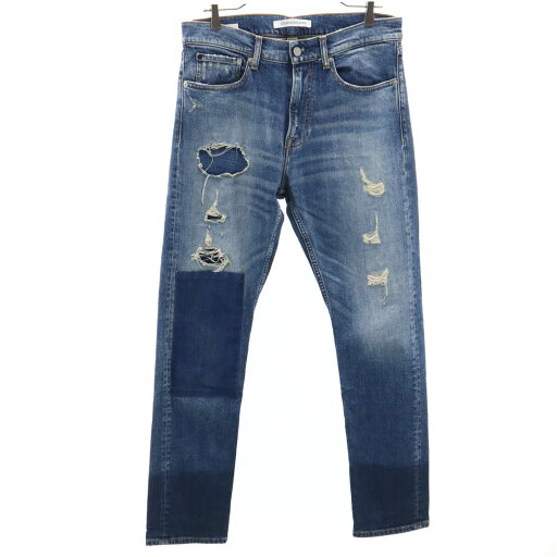 古着 Calvin klein Jeans カルバンクラインジーンズ CKJ056 モデル リペア ヴィンテージ加工 テーパードデニムパンツ W32 ウォッシュブルー メンズ 【中古】 古着 Calvin klein Jeans カルバンクラインジーンズ CKJ056 モデル リペア ヴィンテージ加工 テーパードデニムパンツ W32 ウォッシュブルー メンズ 【中古】