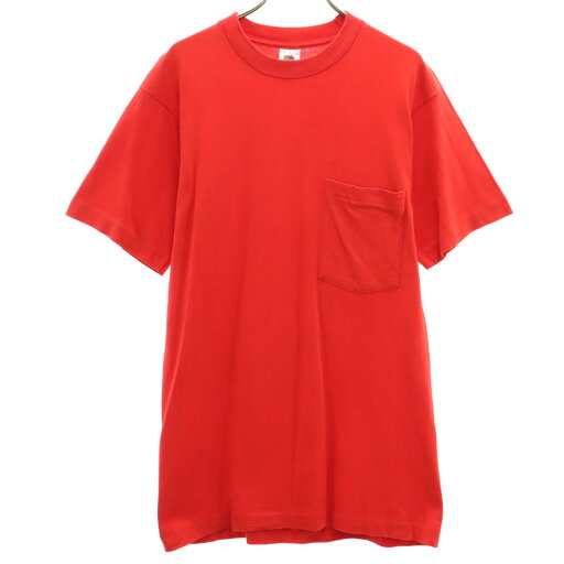 古着 FRUIT OF THE LOOM フルーツオブザルーム 90s USA製 オールド 半袖 無地 Tシャツ M レッド シングルステッチ ポケT メンズ 【中古】 古着 FRUIT OF THE LOOM フルーツオブザルーム 90s USA製 オールド 半袖 無地 Tシャツ M レッド シングルステッチ ポケT メンズ 【中古】