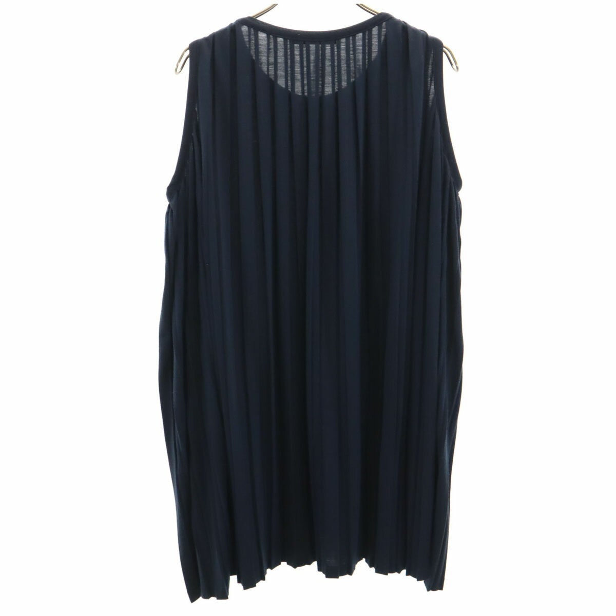 古着 mizuiro ind ミズイロインド 日本製 ノースリーブ プリーツ チュニック ネイビー レディース 【中古】