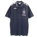 古着 umbro アンブロ Nationwide ENGLAND フットボール 半袖 ポロシャツ L ネイビー デサント メンズ 【中古】(4)
