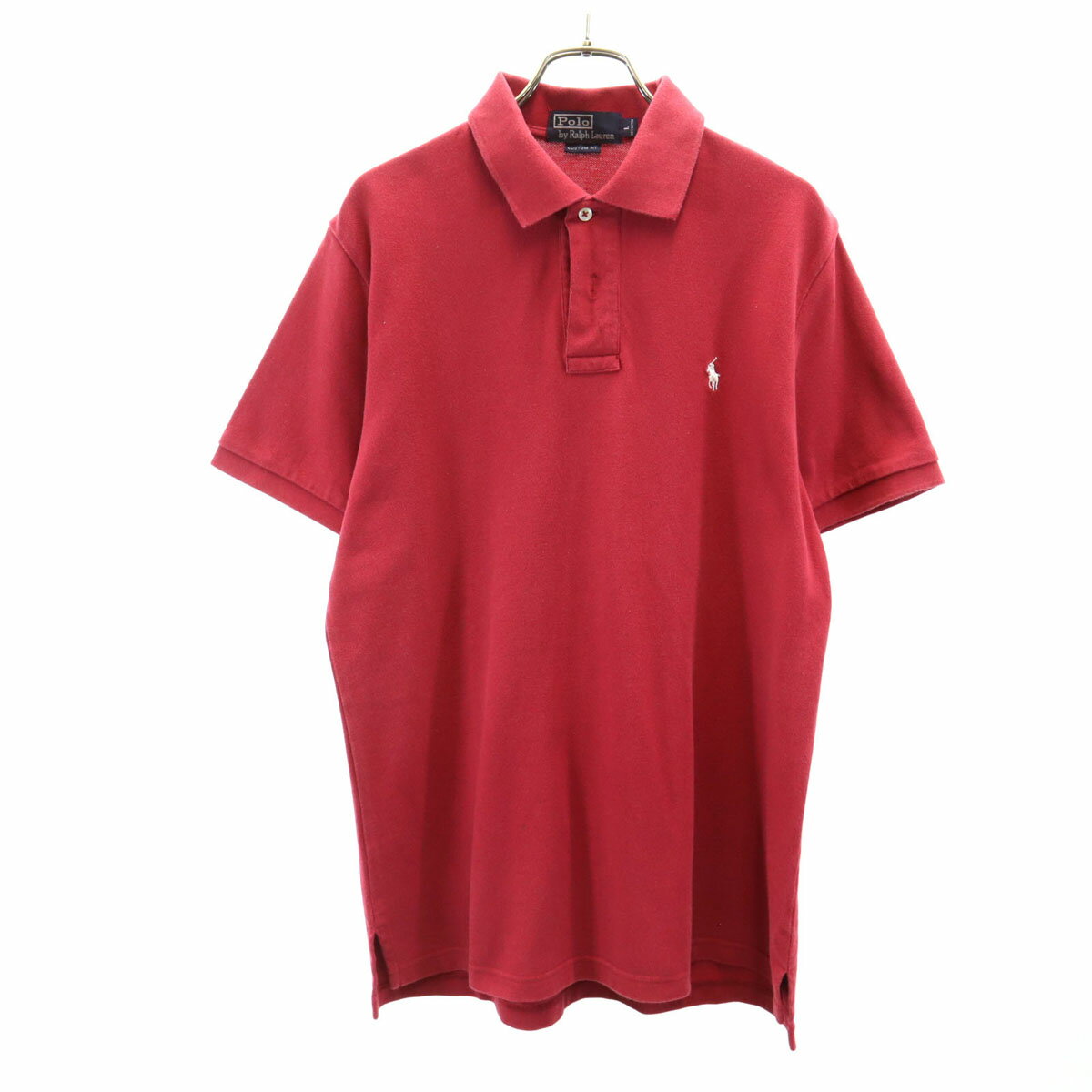 古着 Polo by Ralph Lauren ポロバイラルフローレン 半袖 カスタムフィット ポロシャツ L レッド 鹿の子 メンズ 【中古】