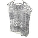 古着 β ベータ 総柄 フレンチスリーブ アシンメトリー カットソー 9 ブラック×ホワイト レディース 【中古】 【PD】