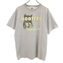 古着 HOOTERS フーターズ 90s USA製 オールド ボーダー柄 半袖 Tシャツ L グレー メンズ 【中古】