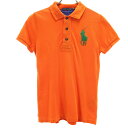 古着 RALPH LAUREN ラルフローレン ビッグポニー 半袖 ポロシャツ S オレンジ系 鹿の子 キッズ 【中古】