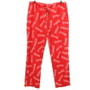 古着 CocaCola コカコーラ 総ロゴ コットンネル パジャマ パンツ L レッド ユニセックス メンズ 【中古】