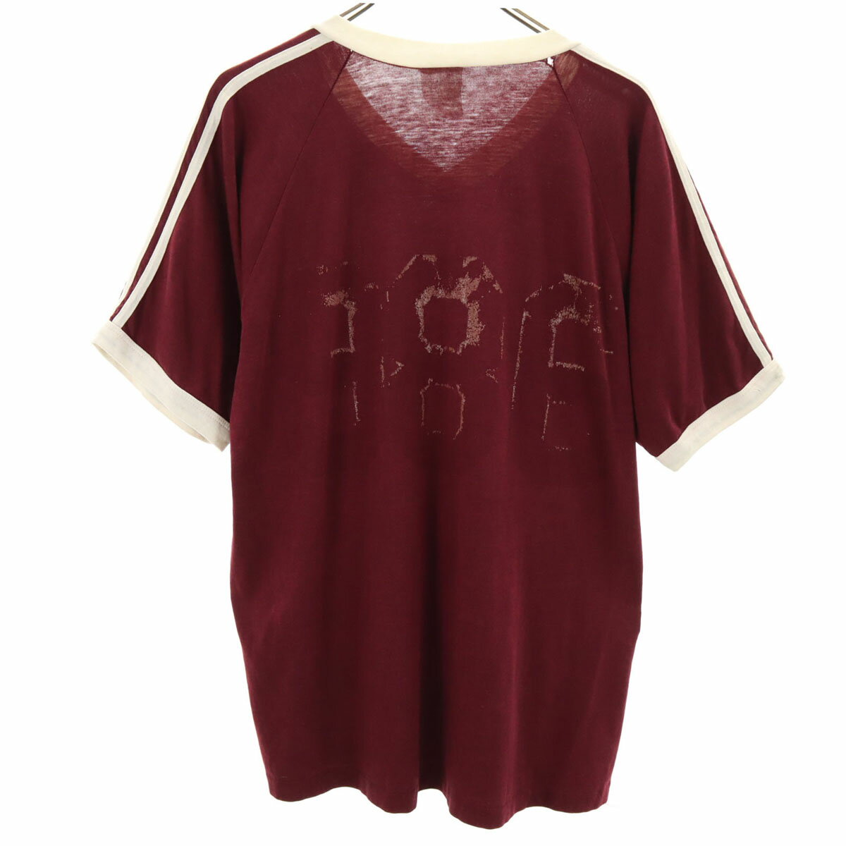 古着 80s ヴィンテージ 5分袖 Vネック カットソー ボルドー メンズ 【中古】
