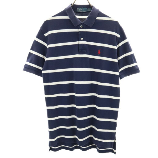 古着 Polo by Ralph Lauren ポロバイラルフローレン ボーダー柄 半袖 ポロシャツ M ネイビー系 鹿の子地 メンズ 【中古】 古着 Polo by Ralph Lauren ポロバイラルフローレン ボーダー柄 半袖 ポロシャツ M ネイビー系 鹿の子地 メンズ 【中古】