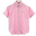 古着 RALPH LAUREN ラルフローレン 半袖 ボタンダウンシャツ 150 ピンク キッズ 【中古】 【PD】