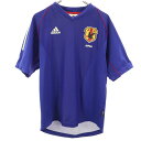 古着 adidas アディダス 日本製 JFA プリント サッカー 5分袖 ユニフォーム S ブルー メンズ 【中古】
