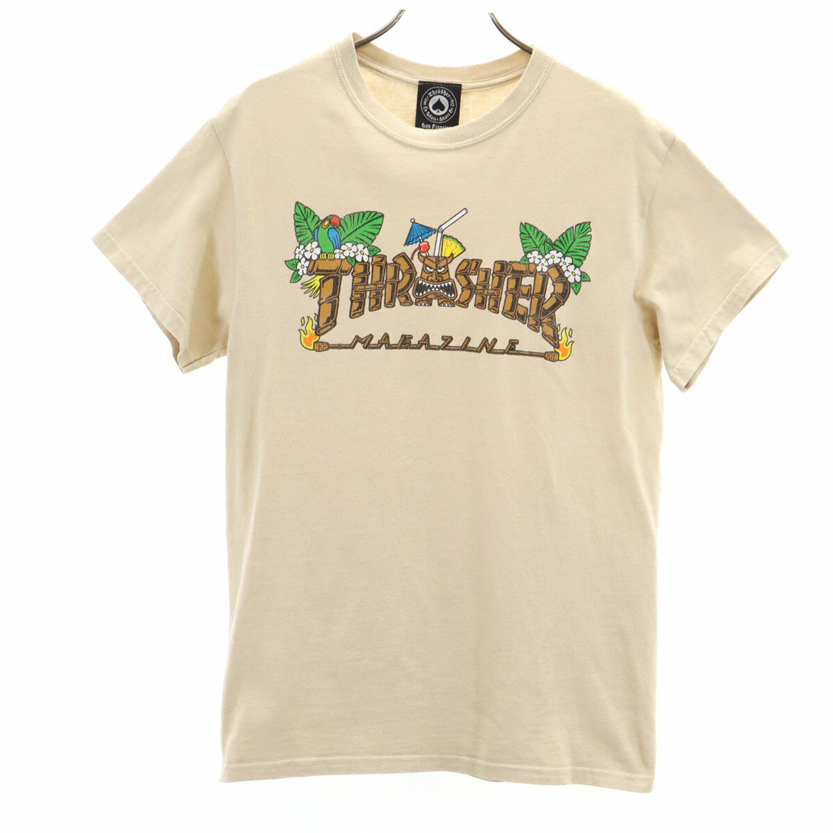 スラッシャー 半袖 Tシャツ S ベージュ THRASHER メンズ 【詳細】プリント割れ、全体に毛羽立ち、色褪せあり。古着にご理解の上ご購入をお願い致します。 コンディションについて ブランドスラッシャー / THRASHER アイテムTシャツ サイズ表記S参考サイズ：メンズSサイズ 着丈約66cm身幅約44cm肩幅約44cm袖丈約17cm 素材綿100％ カラーベージュ 商品番号jkt-11104 サイズガイドはこちら ※サイズに関しまして実寸も参考にお願いいたします。(サイズ不明、男女どちらか不明、紳士服のサイズ表記など当店でもサイズがわからない商品がありますので実寸サイズのご確認をお願い致します。) ※男女兼用や男女不明な商品がありますがモールカテゴリでは男女どちらか選択をしなければなりませんのでご不明な点はお問い合わせお願い致します。 ※商品は写真のものがすべてとなります。 ※素材表記はなるべく写真にて収めていますが、欠損、不明な点があればお問い合わせください。 ※状態は当社独自の基準です。 ※測定値の若干の誤差はご了承ください。 ※「在庫有り」の表示であっても、必ずしも在庫を保証するものではありません。 掲載商品について、他モールとも在庫を共有しております。 完売の場合は、誠にご迷惑をお掛けいたしますが、ご注文をキャンセルさせていただく場合がございます。予めご了承ください。