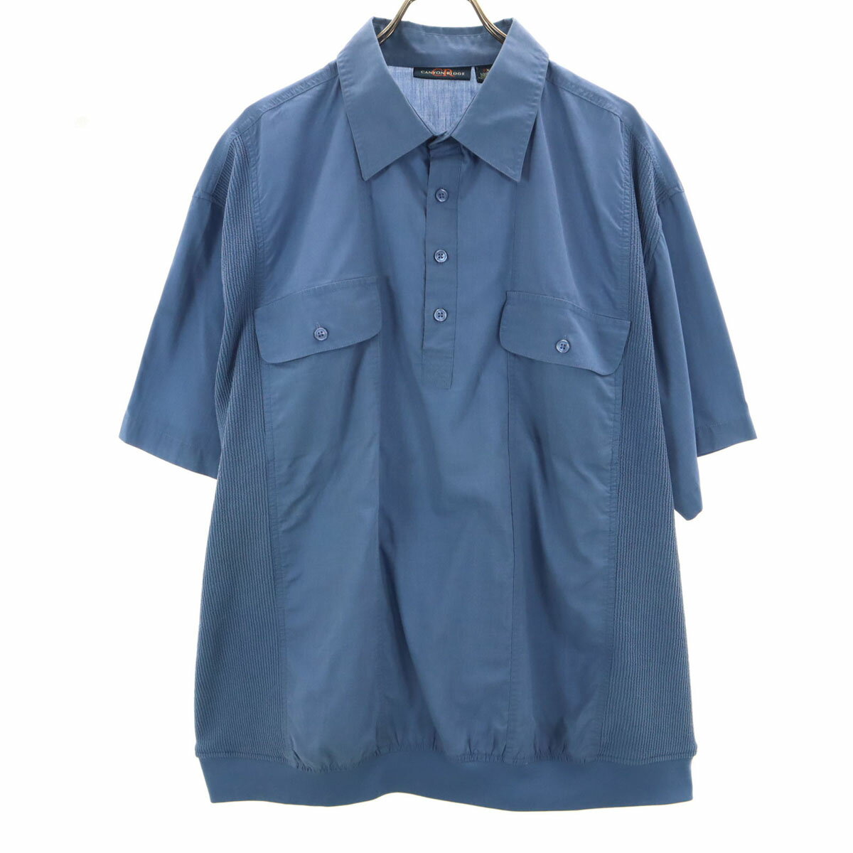 古着 CANYON RIDGE キャニオンリッジ オールド 5分袖 シャツ 2XL ブルー系 プルオーバー ビッグサイズ メンズ 【中古】