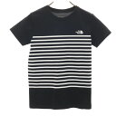 古着 THE NORTH FACE ノースフェイス パネルボーダー 半袖 Tシャツ M ブラック アウトドア NTW32406 レディース 【中古】