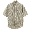 古着 Timberland ティンバーランド 00s オールド チェック柄 半袖 ボタンダウンシャツ XS ベージュ アウトドア メンズ 【中古】