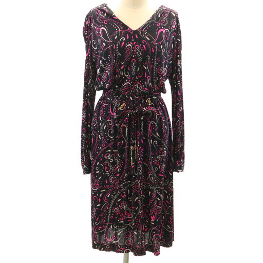 古着 Emilio Pucci エミリオプッチ 90s イタリア製 オールド 総柄 長袖 ワンピース 12 ブラック レディース 【中古】 古着 Emilio Pucci エミリオプッチ 90s イタリア製 オールド 総柄 長袖 ワンピース 12 ブラック レディース 【中古】