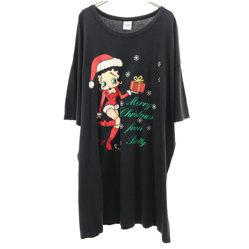 古着 COLLEGE WARE ベティーブープ 半袖 ワンピース ONE SIZE ブラック サンタクロース BETTY BOOP キャラT ビッグサイズ レディース 【中古】 古着 COLLEGE WARE ベティーブープ 半袖 ワンピース ONE SIZE ブラック サンタクロース BETTY BOOP キャラT ビッグサイズ レディース 【中古】